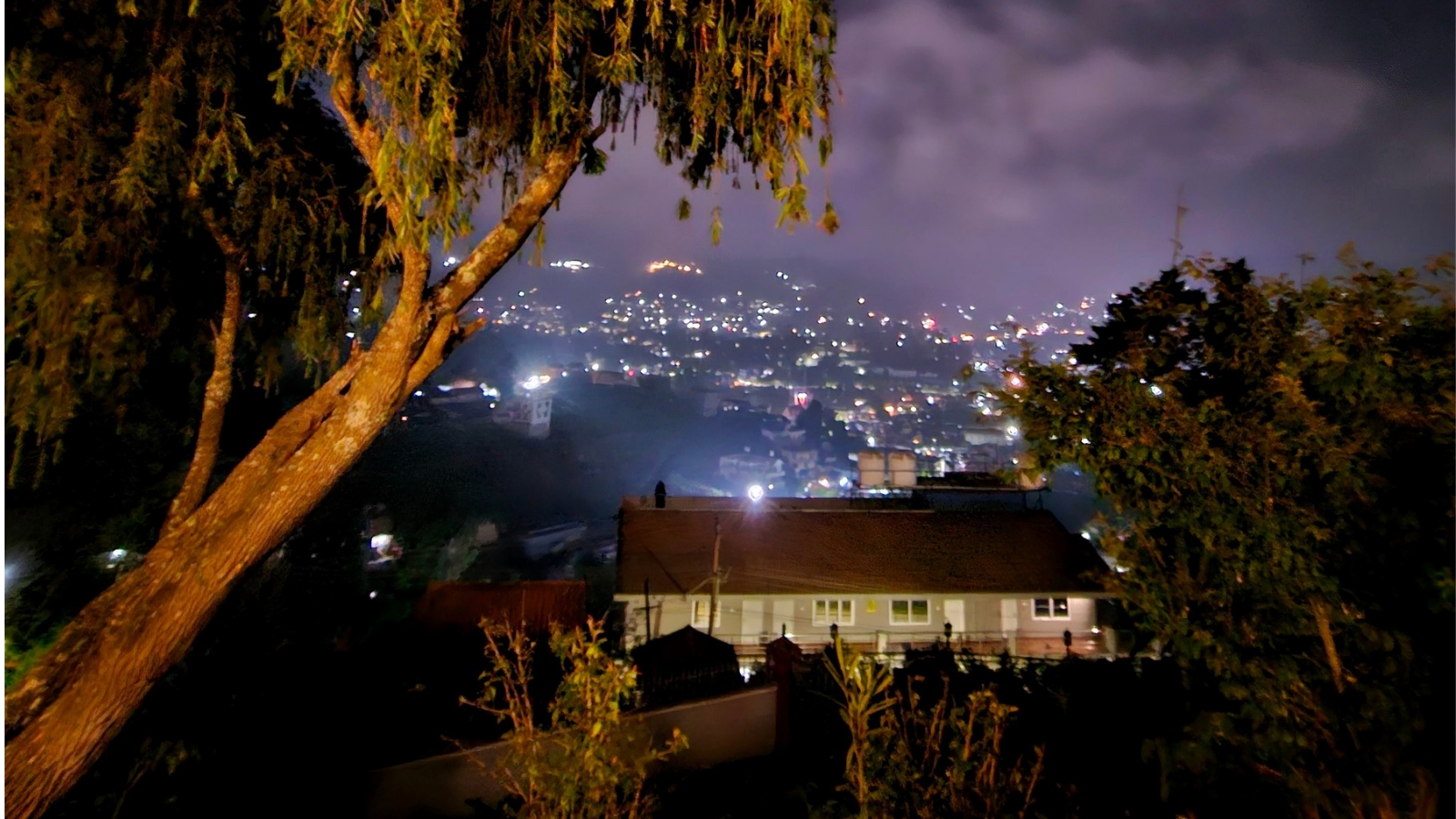 Night view of Ooty Valley from Hummingbird, a budget stay in Ooty